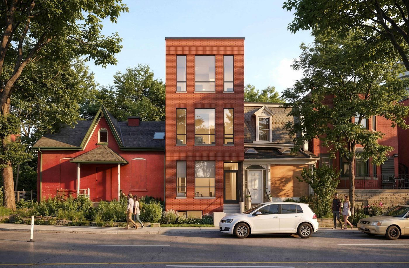 Cabbagetown 1: rendering of a four-storey six-plus-one multiplex