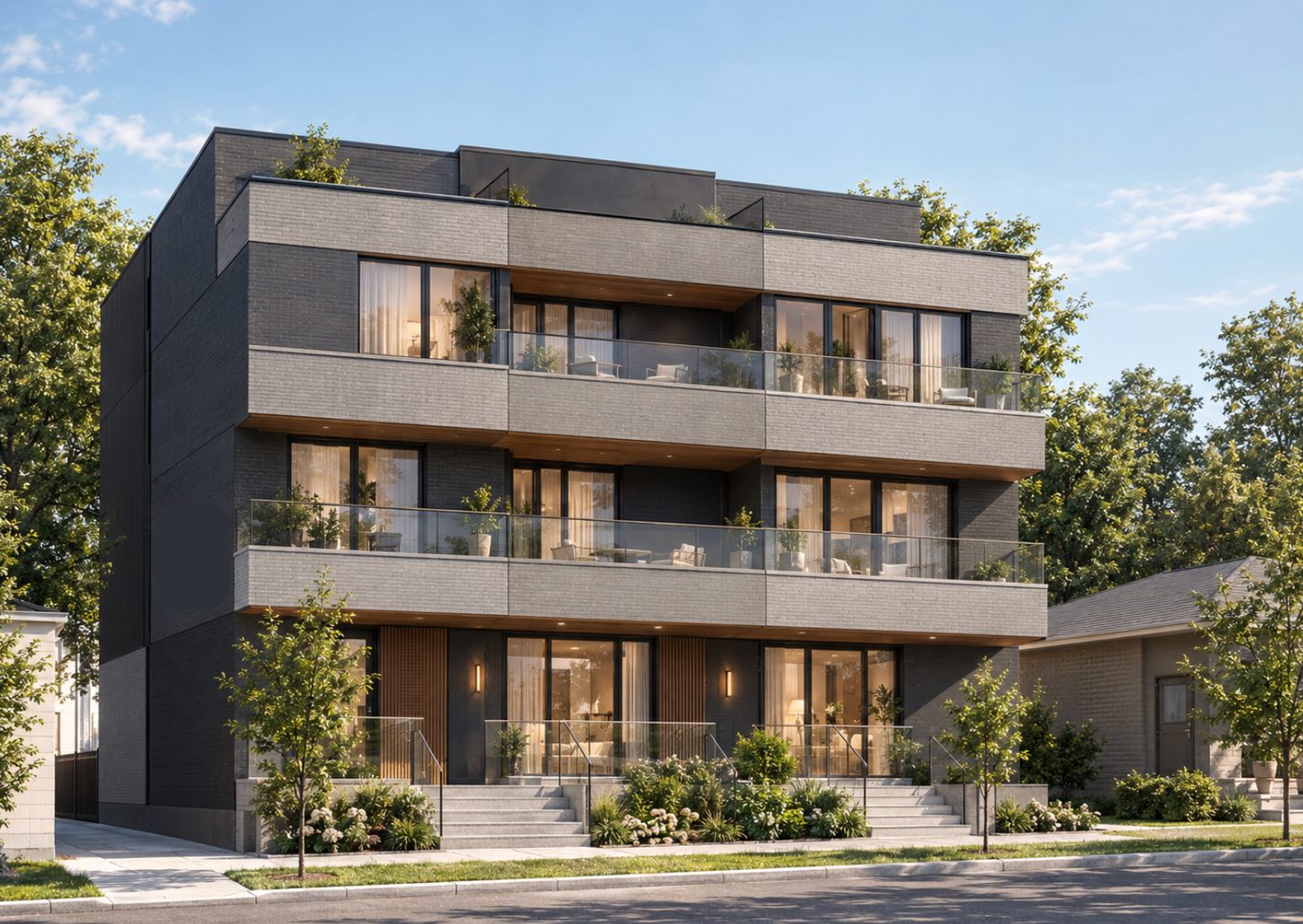 Centerpoint: rendering of an 18-unit building on a major street
