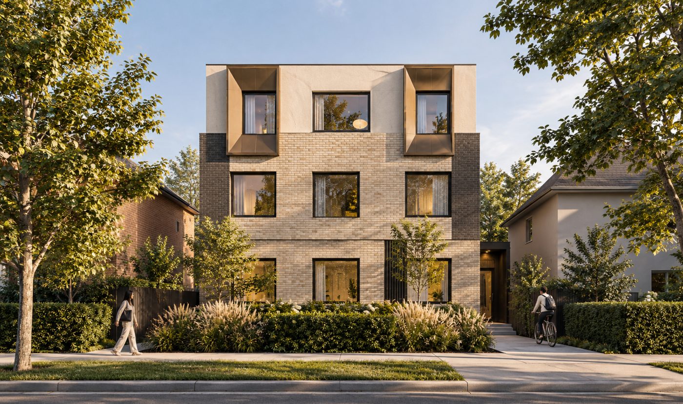 Hillcrest: rendering of a three-storey four-plus-one multiplex